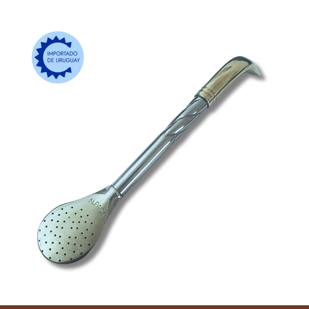 Bombillón de Alpaca Uruguaya con Pico de Loro, modelo Torneado