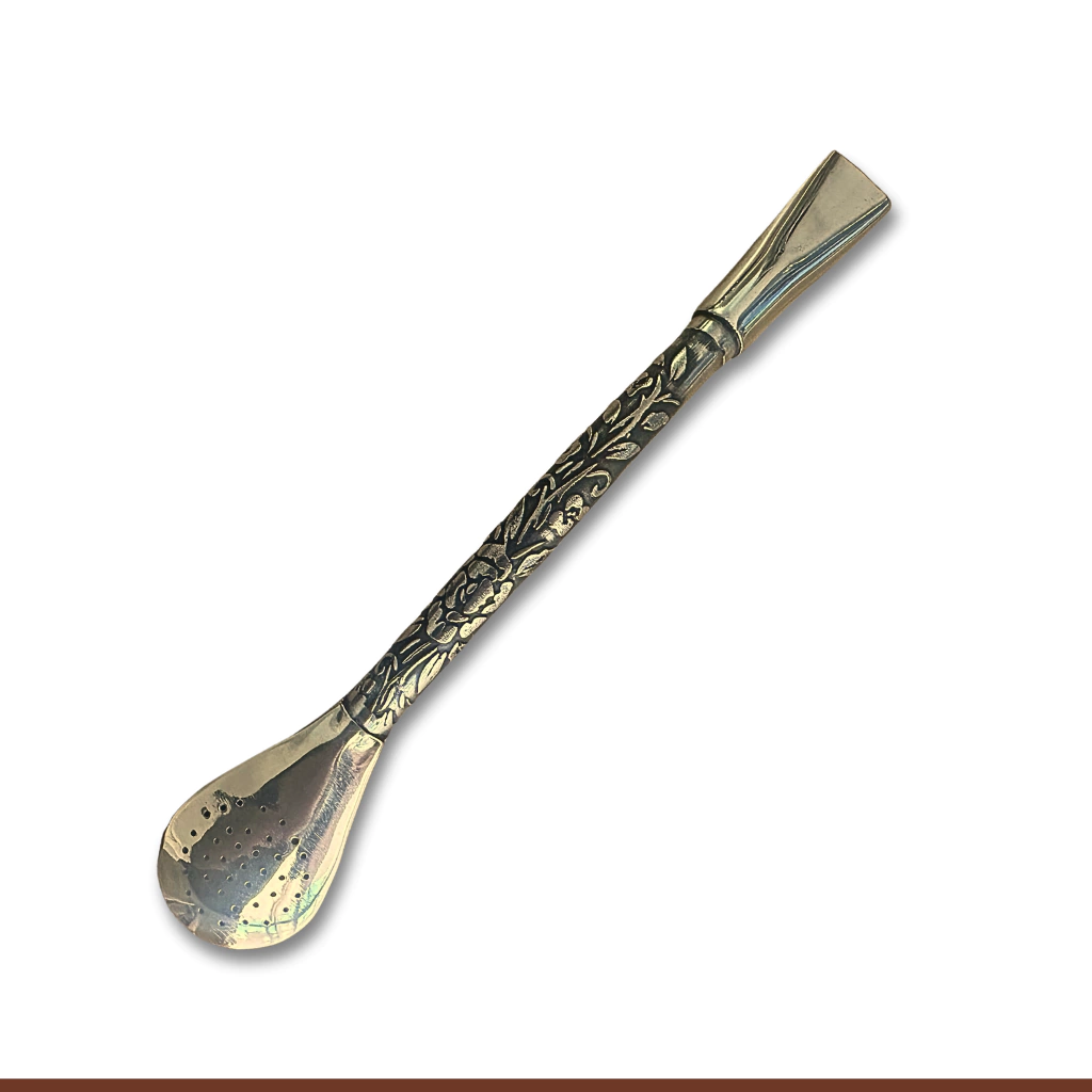 Bombillón de Alpaca Uruguaya Tatuado, modelo Flores